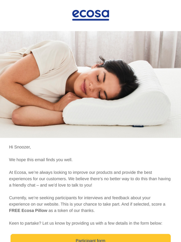 Score a FREE Ecosa Pillow for your thoughts 💭