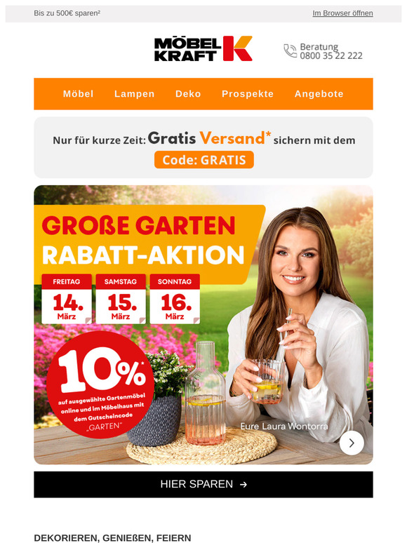 🌷 Frühling im Angebot: 10%* auf ausgewählte Gartenmöbel! | 📦 Gratis Versand* bis 17. März