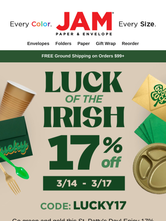 💚 Enjoy 17% OFF for St Patrick's Day. Shop all regular or custom items today!