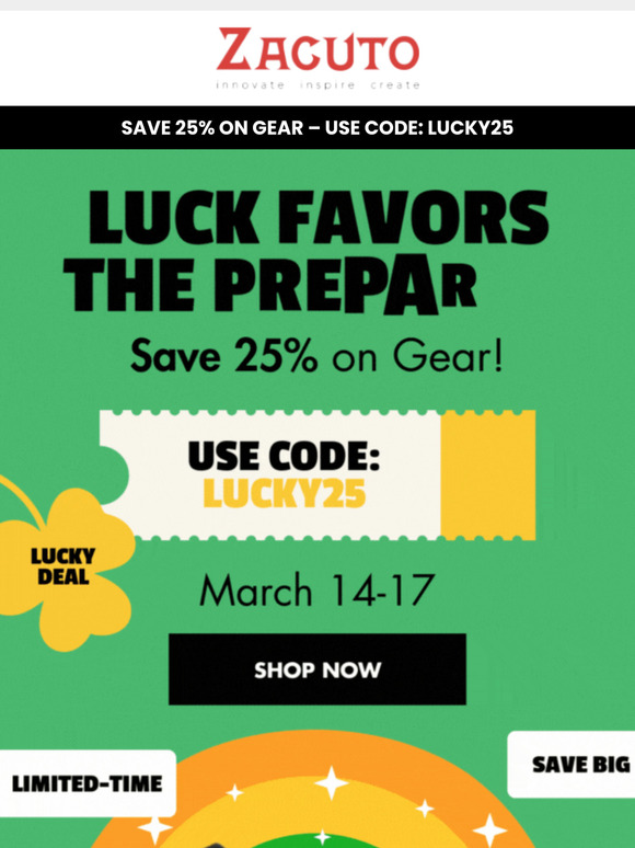 🍀 Your Lucky Shot: 25% OFF Sitewide!