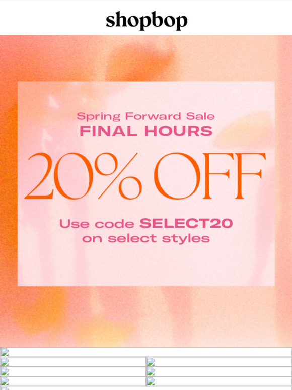 FINAL HOURS: 20% off