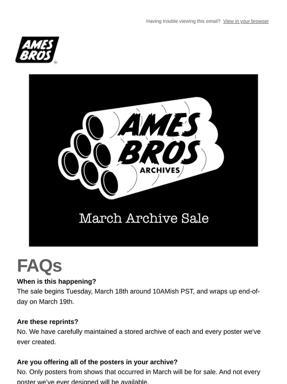 March Archive Sale FAQs