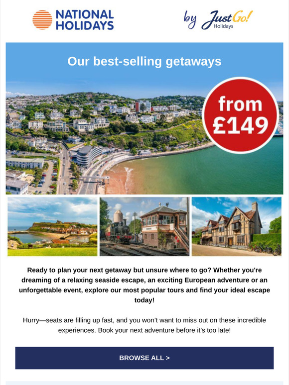 Best-selling getaways from only £149pp