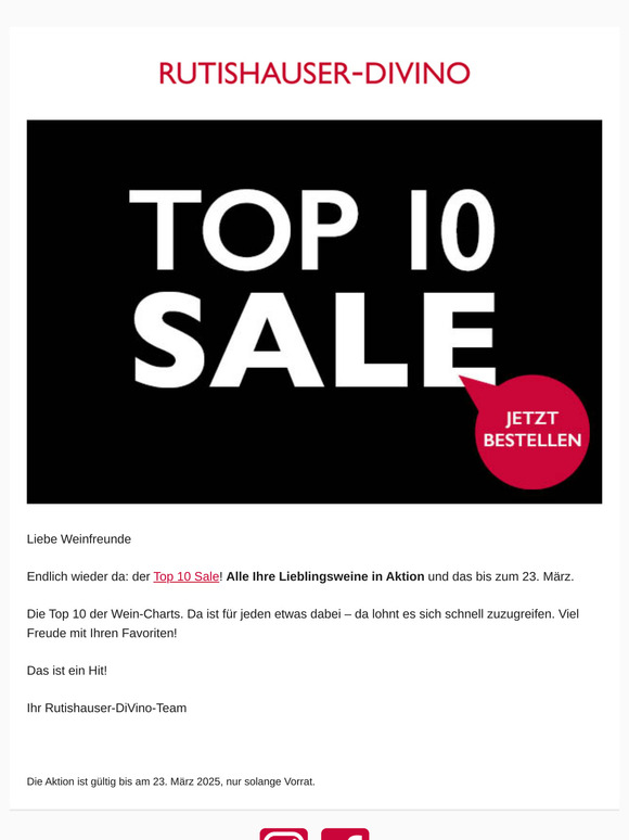 Wieder da: Der Top 10 Sale!