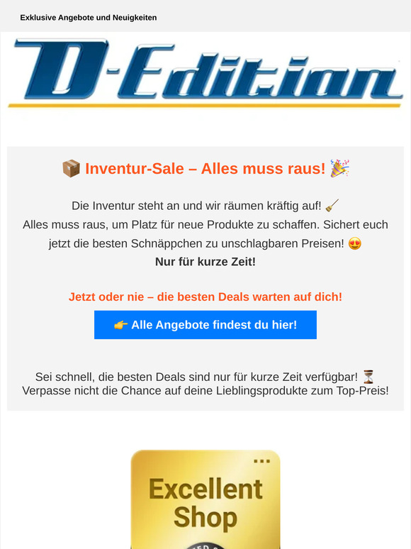 ⏳ Letzte Chance: Inventur-Sale – Die besten Deals nur für kurze Zeit! 📦