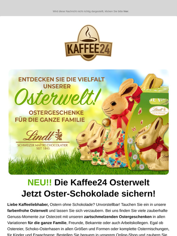 Die Kaffee24 Osterwelt 🐰🥚 Jetzt Osterschokolade entdecken!