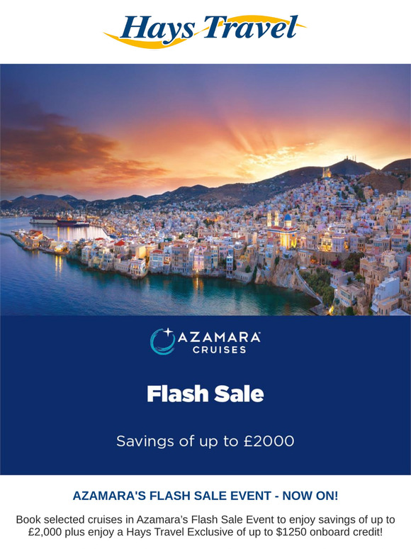 FLASH SALE! Save up to £2,000 with Azamara Cruises