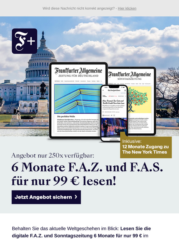 🌎 Limitiertes Angebot: Jetzt die F.A.Z. und Sonntagszeitung mit über 65% Rabatt lesen.
