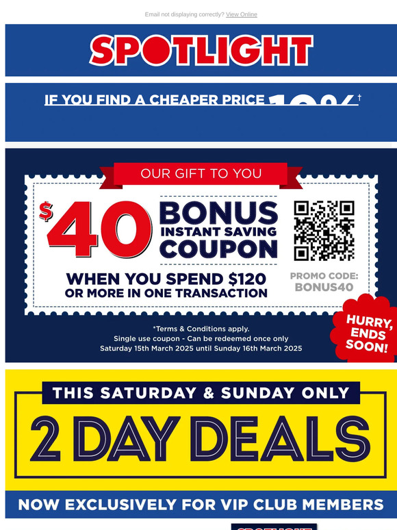 RUSH IN NOW! Exclusive $40* Coupon Ends Sunday + NEW 2 Day Deals!