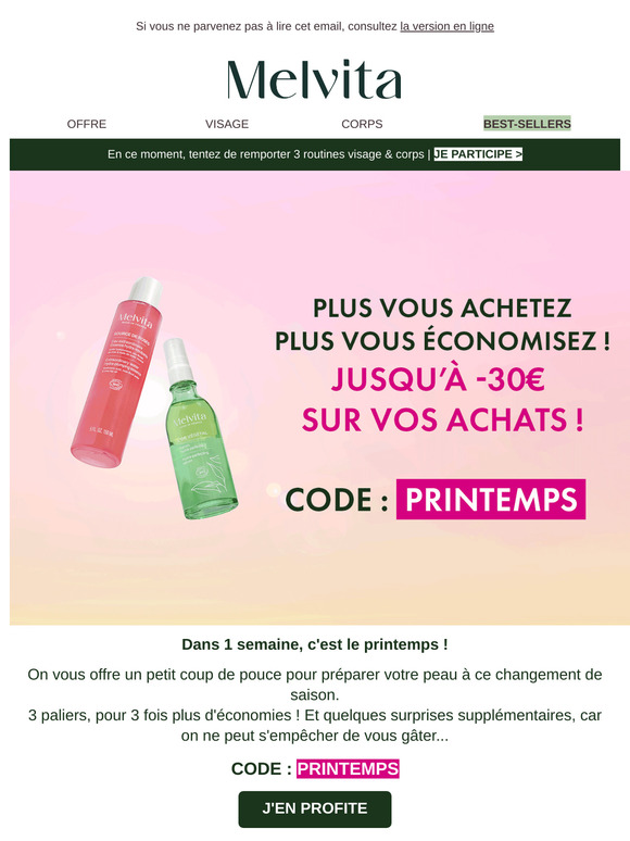 ⏰ Top départ : Jusqu'à -30€ sur vos achats