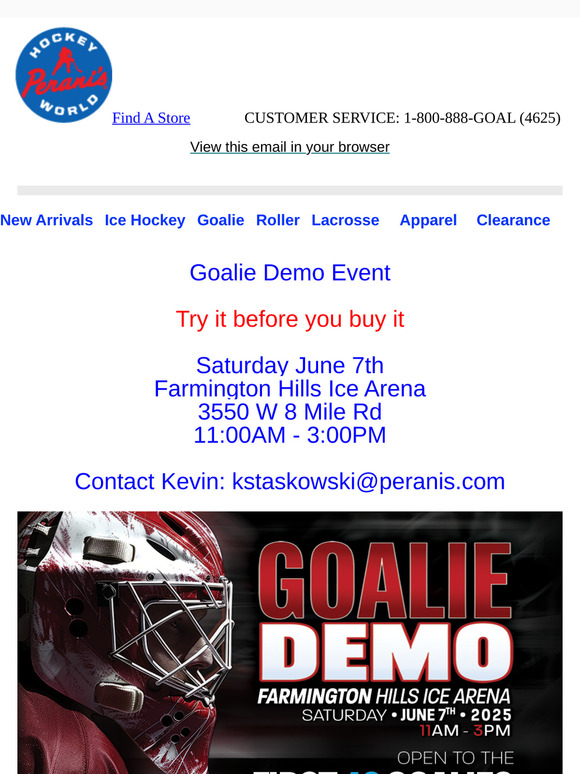 Goalie Demo Event, Signup Now