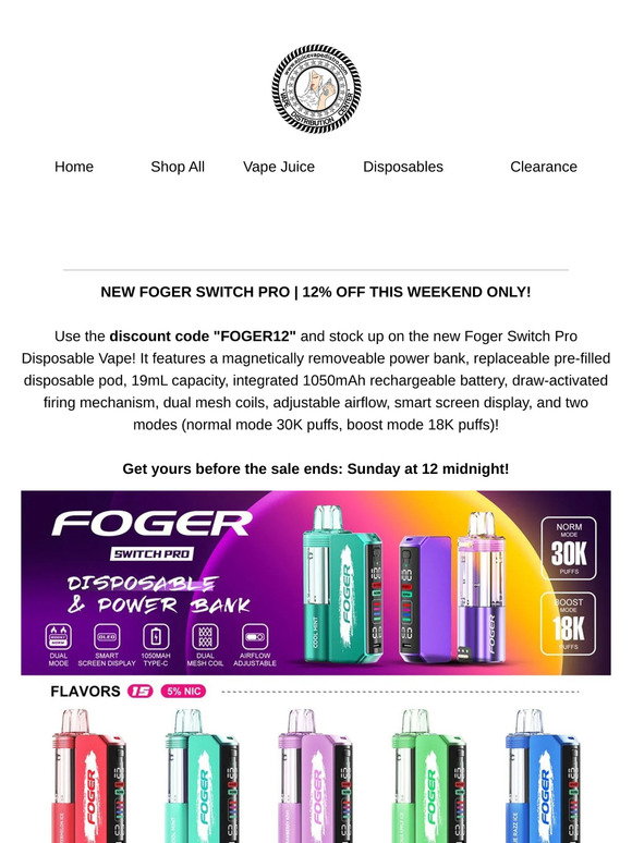 Ejuice Vape Distro: NEW! Foger Switch Pro! 12% off weekend sale! | Milled Ejuice Vape Distro: NEW! Foger Switch Pro! 12% off weekend sale! | Milled