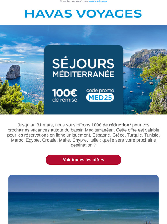 😎 100€ de réduction sur votre voyage en Méditerranée - Exclu Web