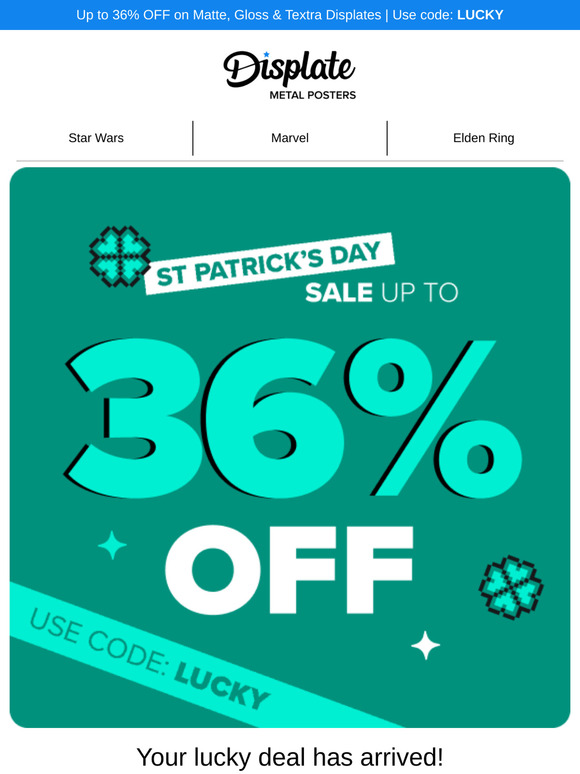 💚  Up to 36% OFF - Lucky You!