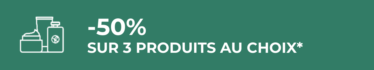 -50% sur 3 produits au choix*