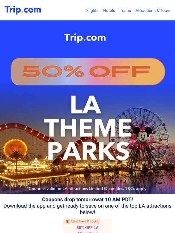 50% OFF LA Theme Parks! Coupon drops soon!⏰