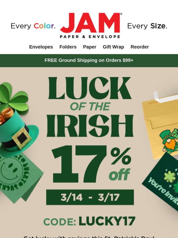 Shop our sitewide St. Patrick's Day Sale. Enjoy 17% OFF now. 💚