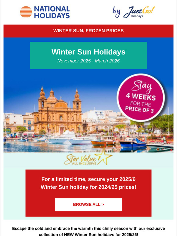 Winter Sun at frozen prices | Limited time only!