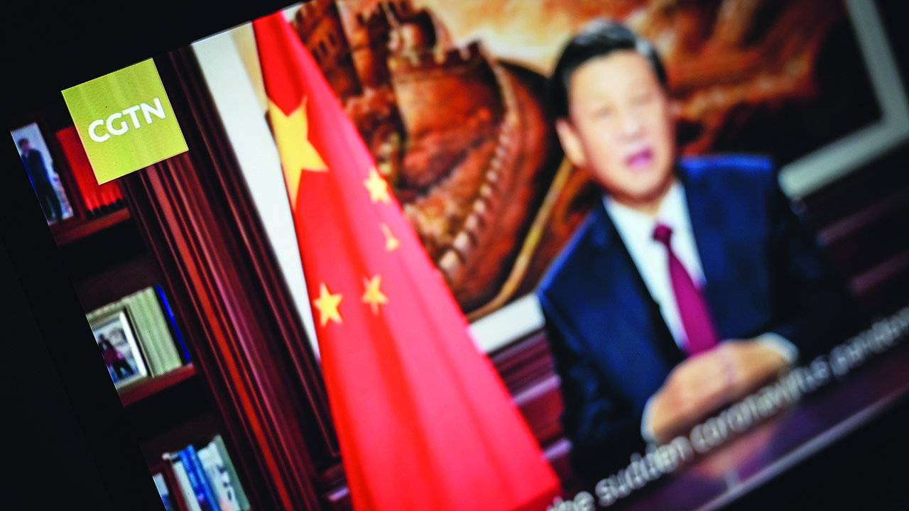 LONDON, ENGLAND - FEBRUARY 04: President Xi Jinping of China is seen on a programme from the CGTN archive as it plays on a computer monitor on February 04, 2021 in London, England. Ofcom say that Star China Media Limited (SCML) who owns the licence for China Global Television Network (CGTN) doesn't have day-to-day editorial control over the channel, which is against its rules. (Photo by Leon Neal/Getty Images)