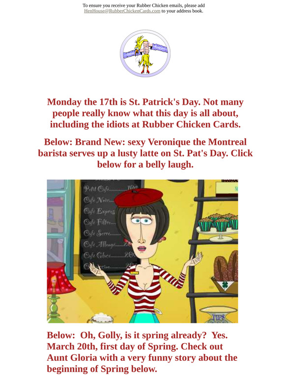 New - Veronique the lusty barista celebrates St. Pats