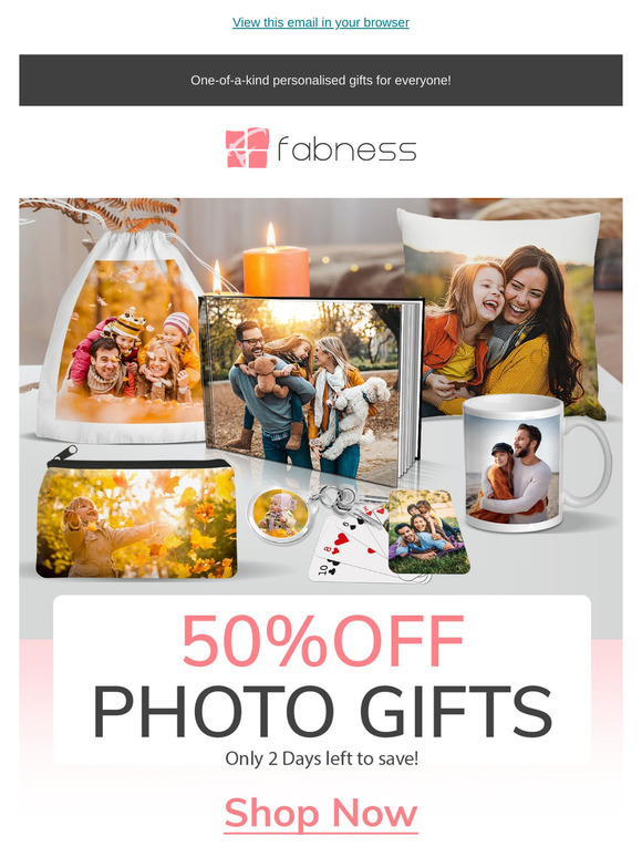 50% off ALL Photo Gifts!