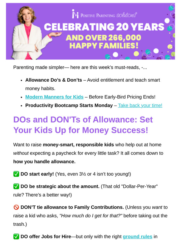 Allowance the Right Way + Early-Bird Pricing for Manners Class Ends Soon