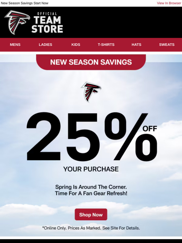 Kick Off The Weekend With 25% Off Falcons Gear!