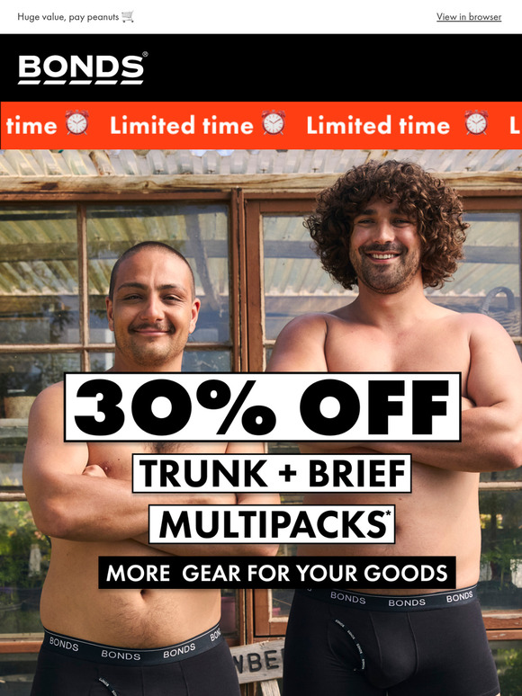 30% OFF: Men's multipacks 🥜