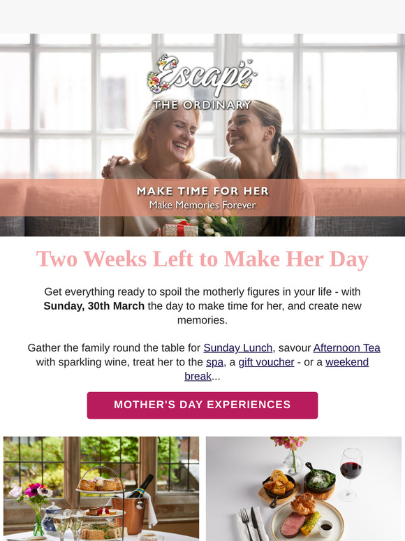 Make Time for Her This Mother's Day with Dining, Spa & Stays🌷