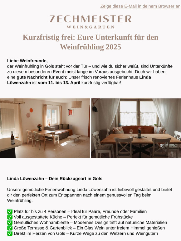 Exklusive Chance: Freie Ferienwohnung zum Weinfrühling in Gols!