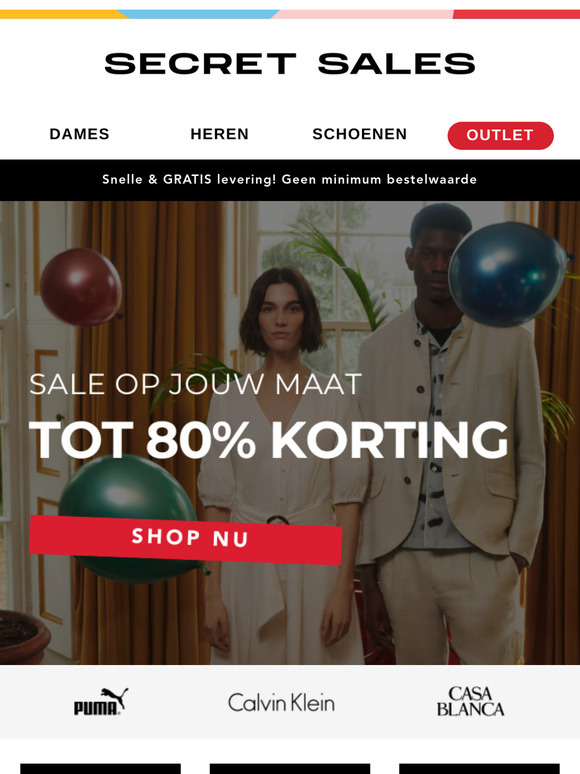 Shop jouw maat in de sale! Tot 80% korting