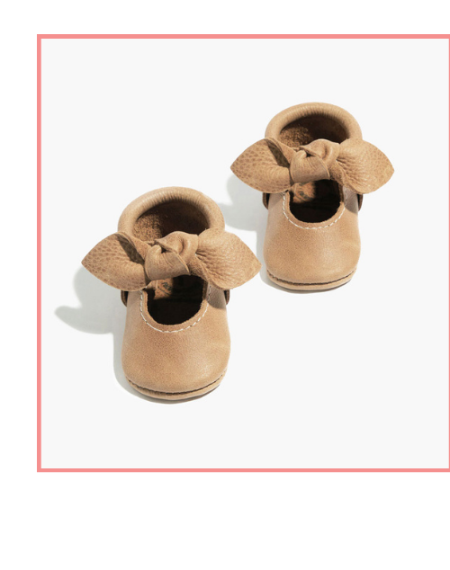 Weathered Brown Knotted Bow Baby Shoe