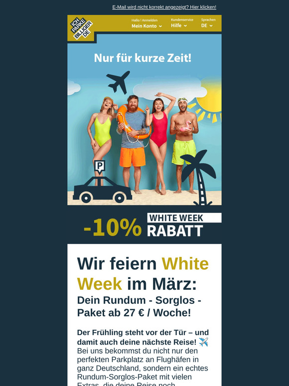 📩 White Week im März: Dein Rundum-Sorglos-Paket mit bis zu 10 % Rabatt! ✈️🚗