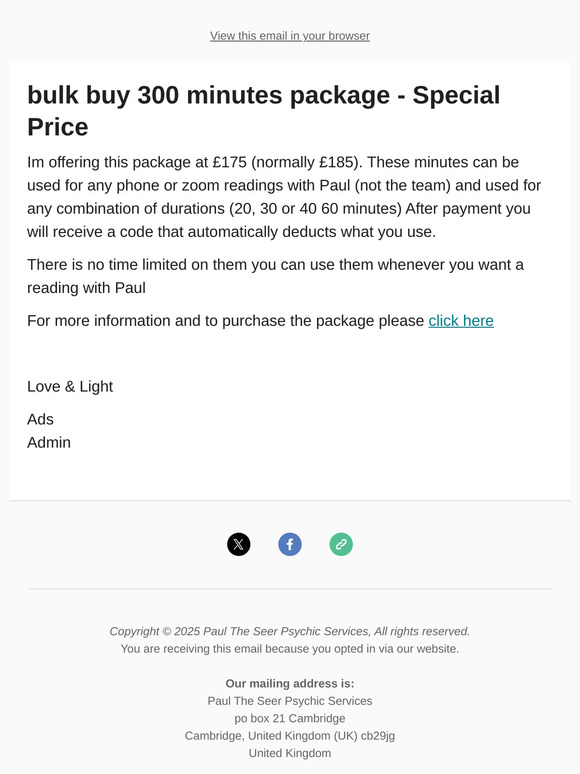 Bulk 300 Minutes Package - Special Price