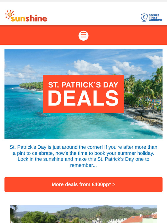 St Patrick's Day deals from ONLY £216pp ☘️