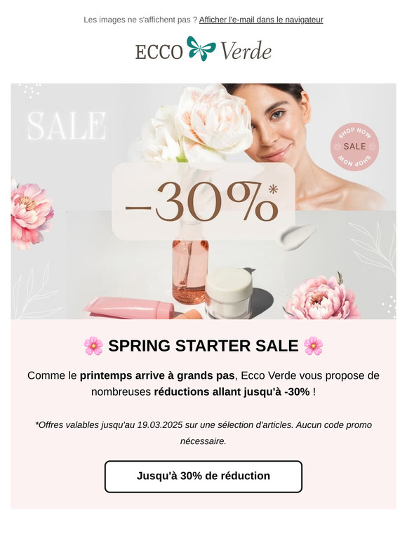 Jusqu'à 30% de réduction pour démarrer le printemps 🌸