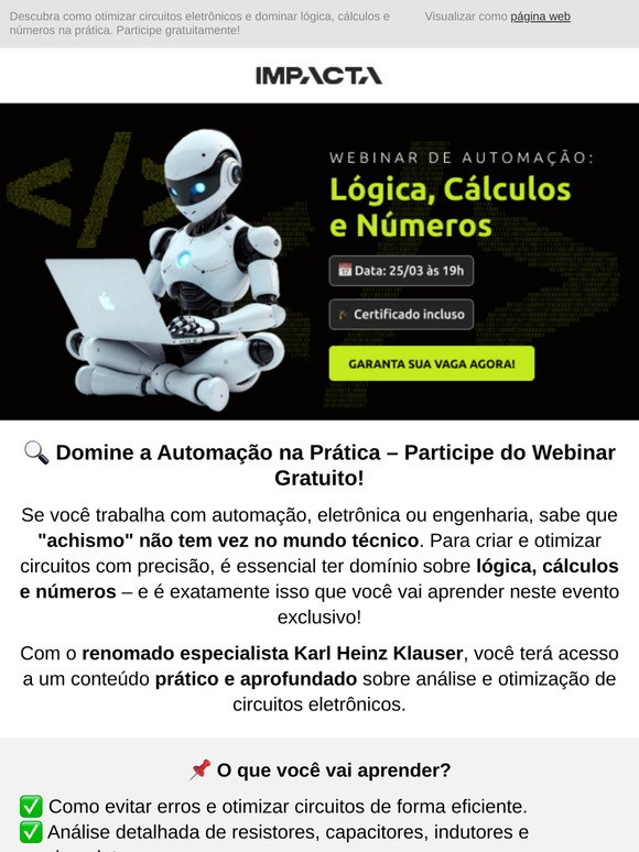 🔧 Aprenda Automação com um Especialista – Inscreva-se no Webinar!