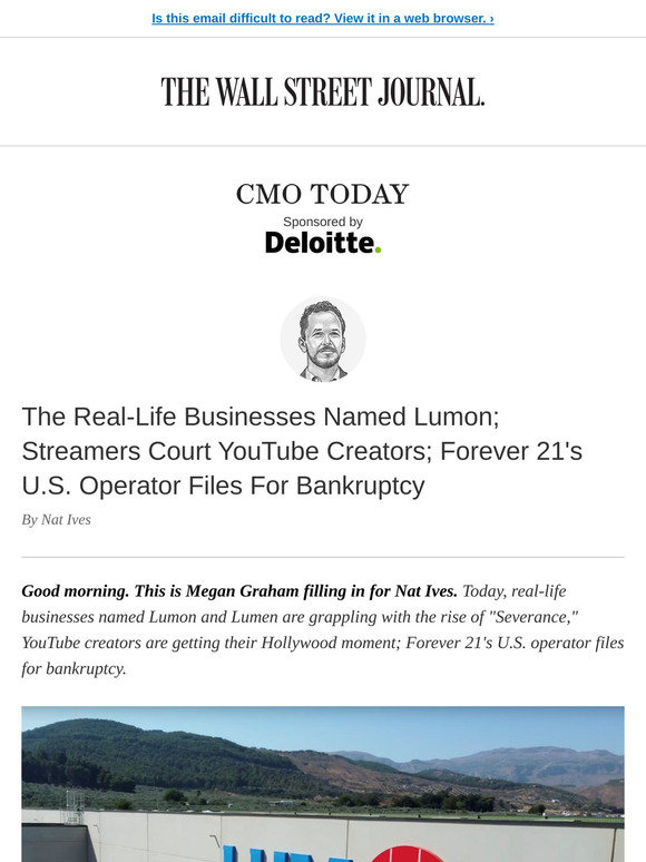 The Wall Street Journal: CMO Today: Their Companies Were Named Lumon ...