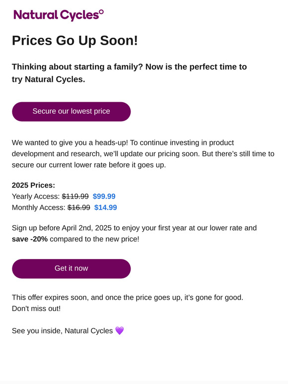 Act fast ⚡️ Price increase incoming —there's still a little time to save -20%!