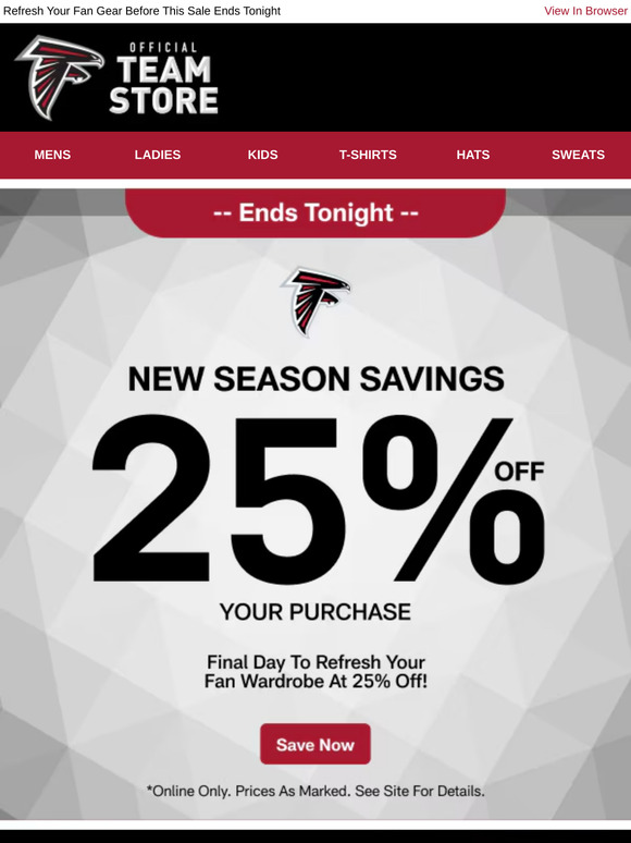 Final Sprint: 25% Off Falcons Gear Ends Today