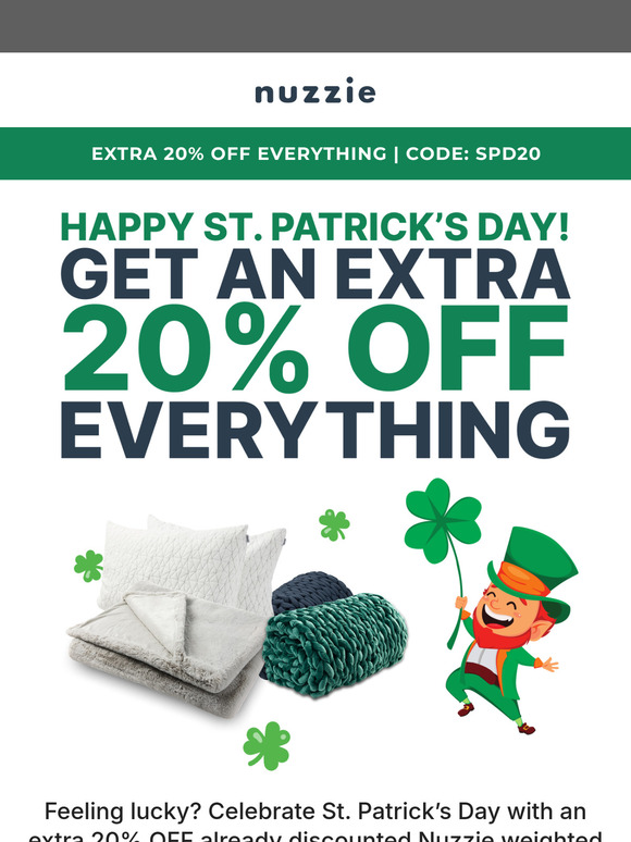 🍀 Happy St. Patrick’s Day With Extra 20% OFF From Nuzzie!