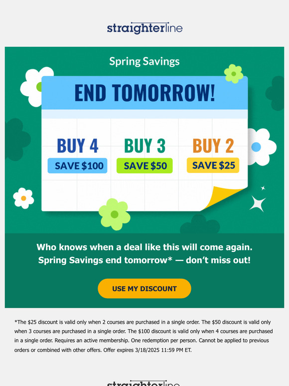 🎓 Time’s almost up. Spring Savings end soon!