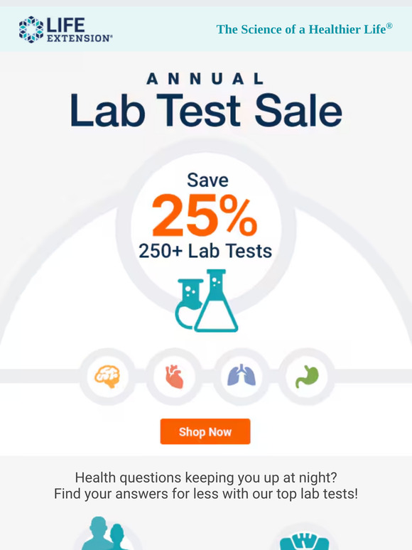 25% Off ALL Lab Tests Starts Now!