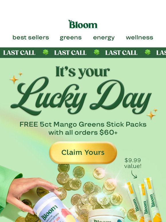 Bloom Nutrition: 🍀 Score FREE Greens Stick Packs! 🍀 | Milled