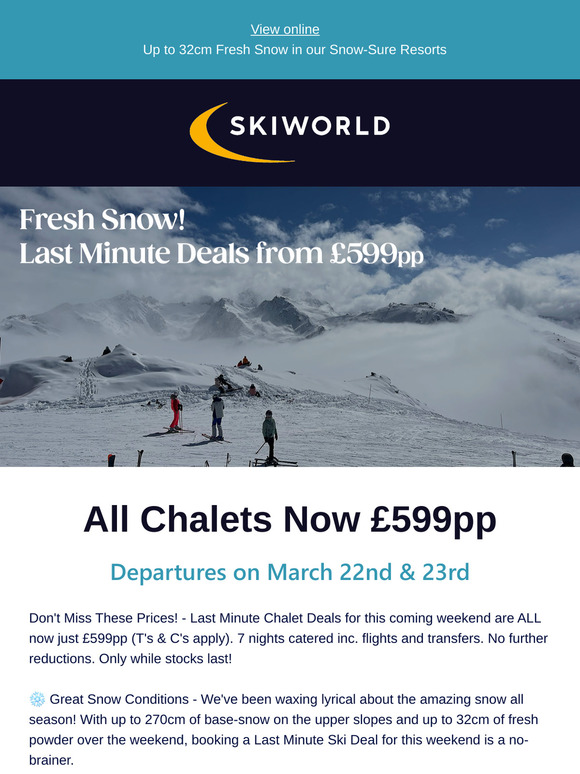 All Chalets This Weeknd £599pp! ❄️ Last Minute Ski Deals
