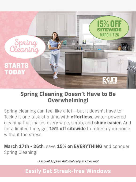Spring Cleaning Sale Starts Today! 15% off EVERYTHING!