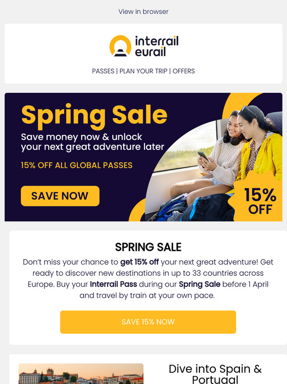 Don’t miss out! 15% off Interrail Global Passes 🚂