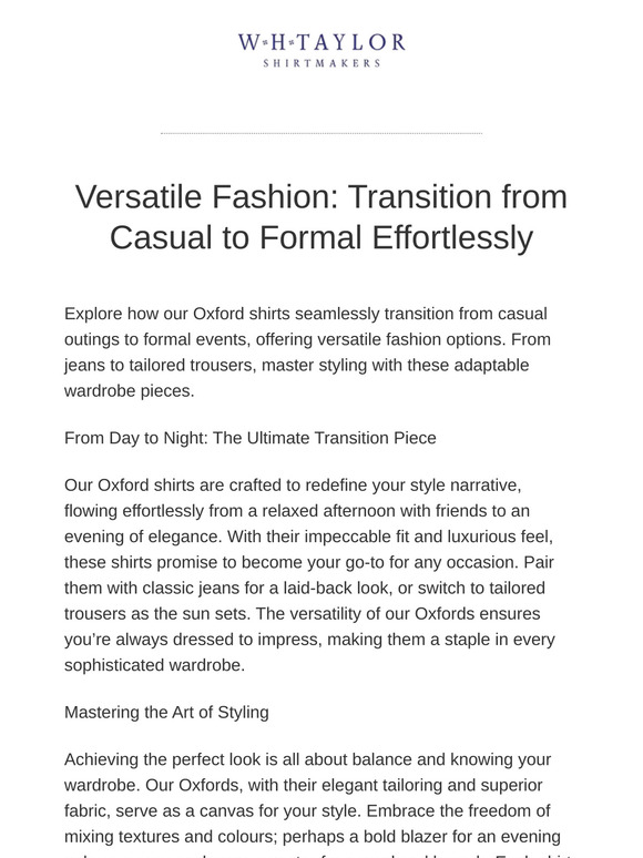 Versatile Fashion: Transition from Casual to Formal Effortlessly