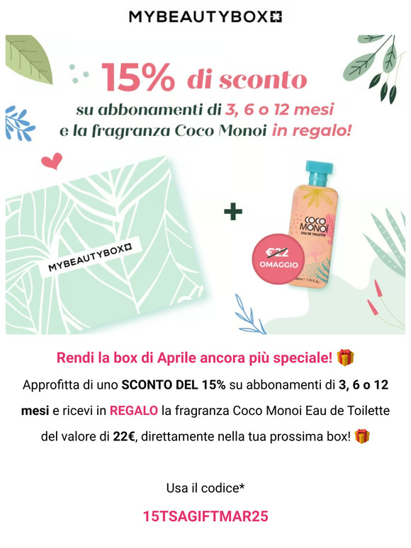 15% di SCONTO + Regalo esclusivo nella tua prossima box! 🎁