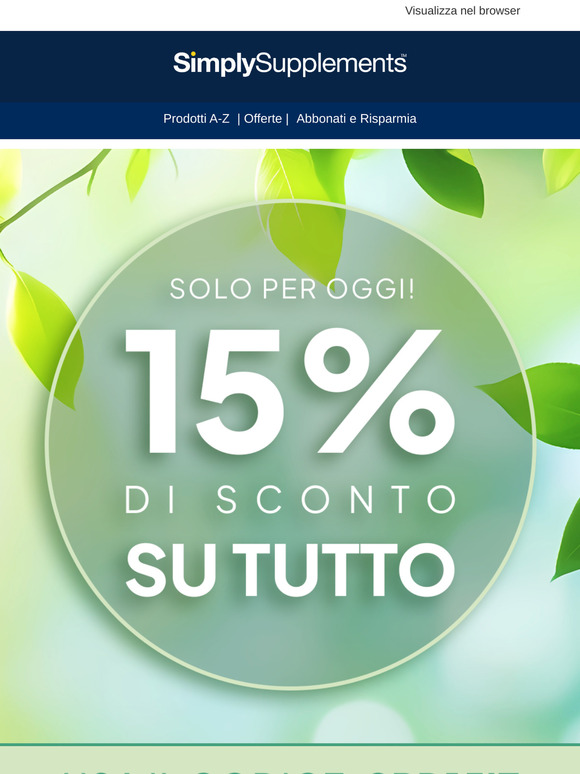 Sconto del 15% su TUTTO!